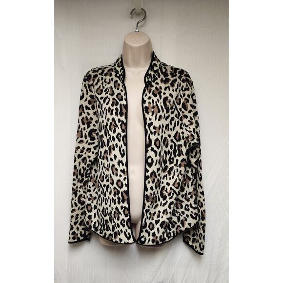 Chico's Women's Animal Print Convertible Brown Cardigan Sweater Size 2 US-L - Picture 7 of 10